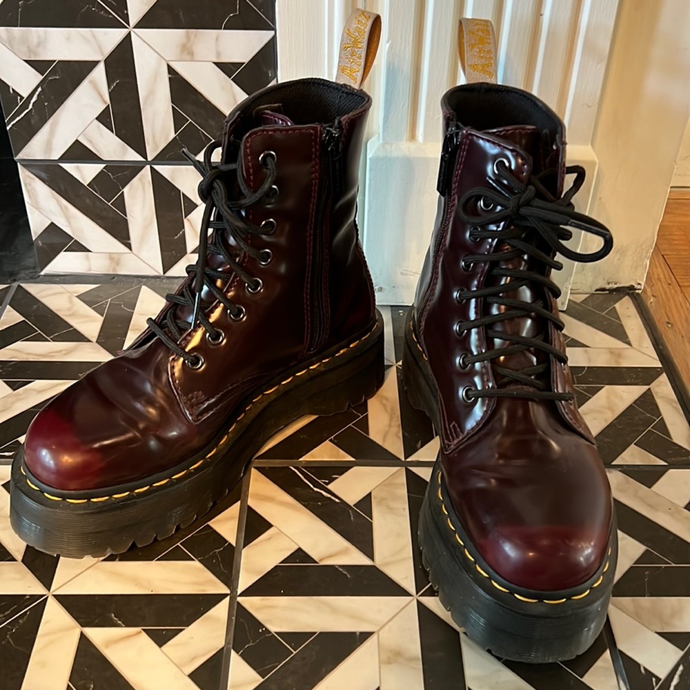 Dr. Martens Vegan Jadon II Platform Boots Cherry Red